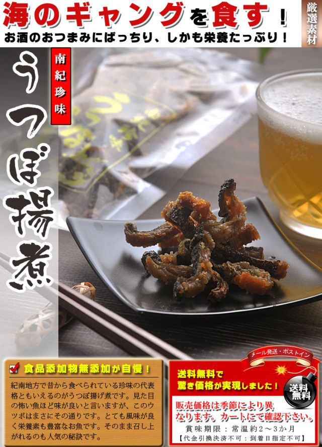 和歌山県産 うつぼ 揚げ煮 お徳用 (45g×3)【送料無料】【うつぼ