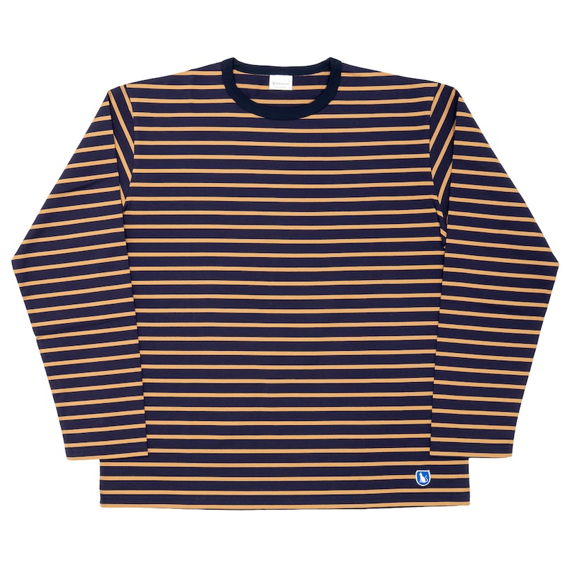 Border Tee Long Sleeve 6oz Navy×Tabby