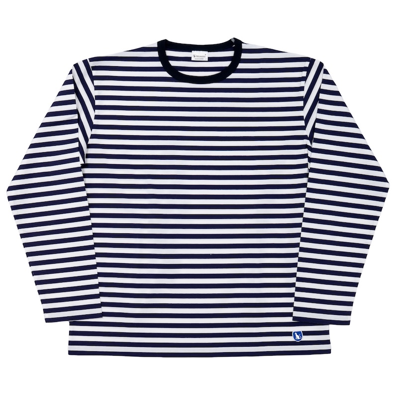 Border Tee Long Sleeve 6oz Navy×White