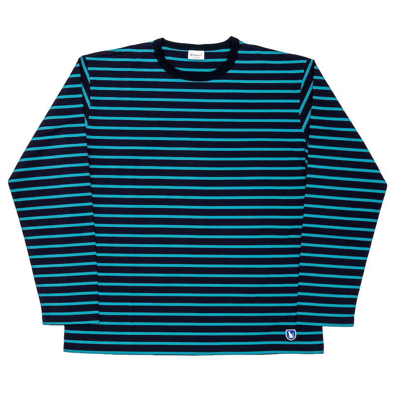 Border Tee Long Sleeve 6oz Neon Blue×Navy