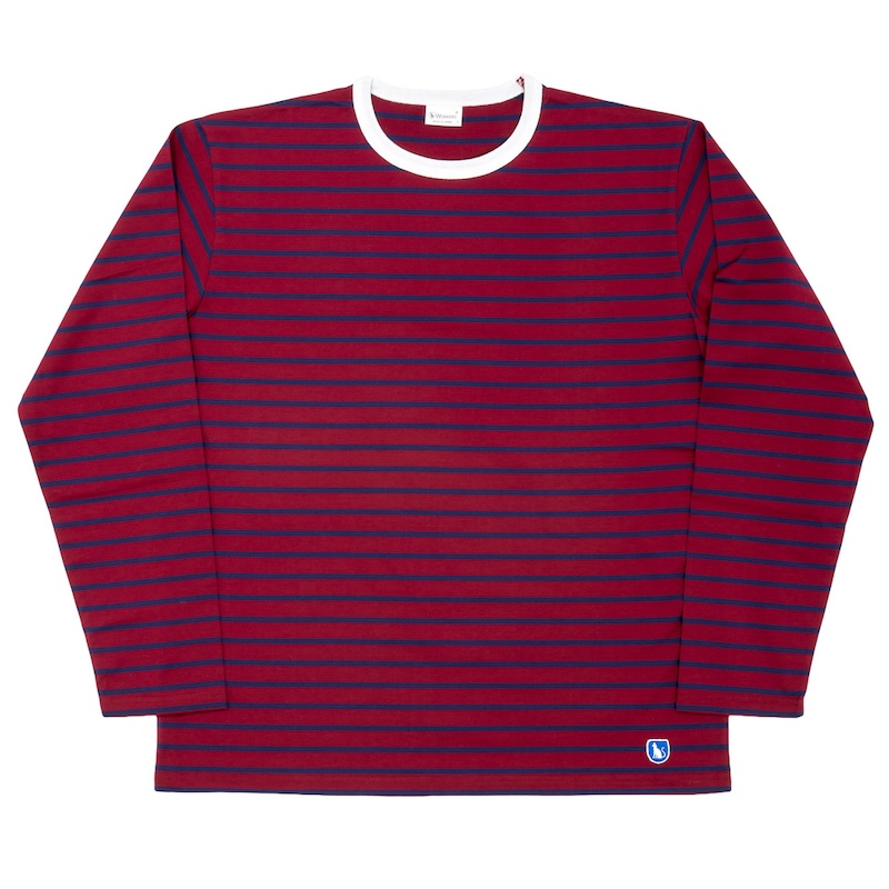Border Tee Long Sleeve 6oz Trim White×Red×Navy
