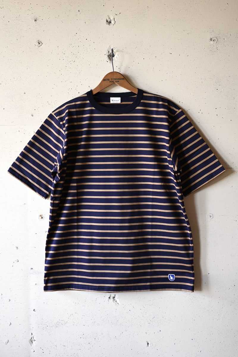 Border Tee Short Sleeve 6oz Navy×Tabby