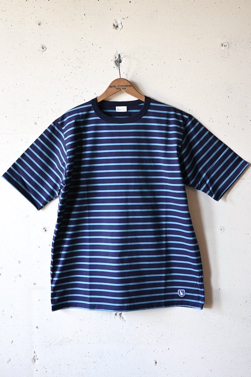 Border Tee Short Sleeve 6oz Neon Blue×Navy