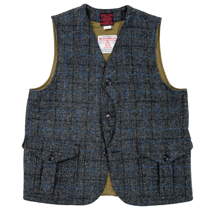 Cruiser Vest Harris Tweed Black × Blue