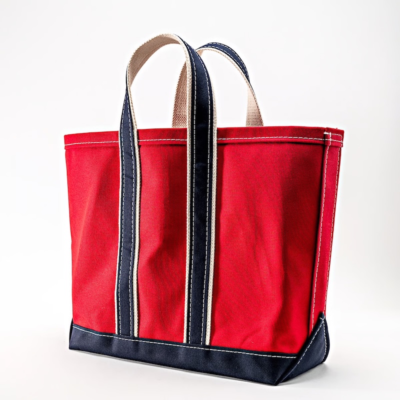 Deluxe Tote, Red Body × Navy Handle