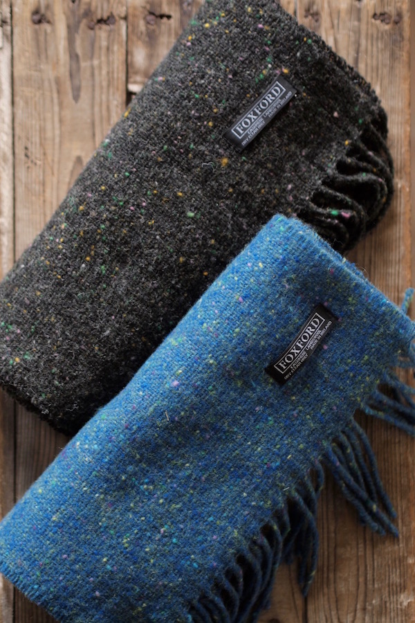 FOXFORD Wool×Cashmere Scarf Charcoal Black/Blue-1