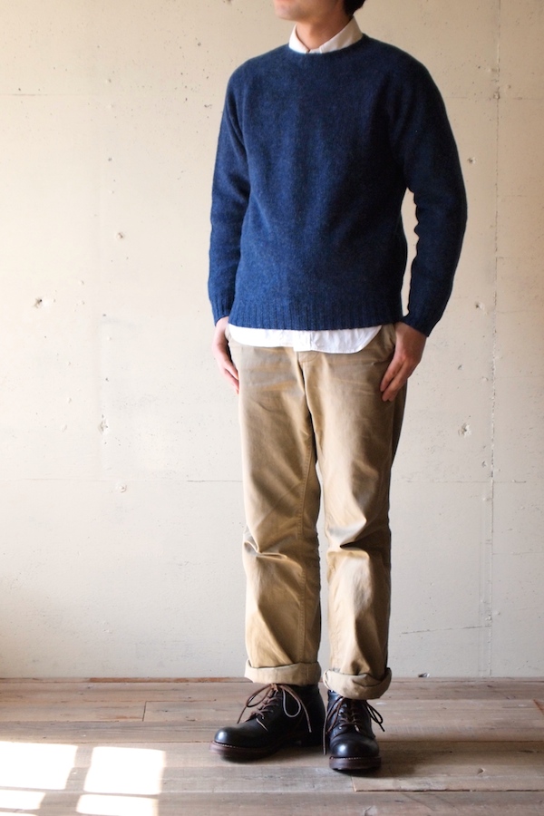 harley of scotland shetland sweater denim シェットランドセーター
