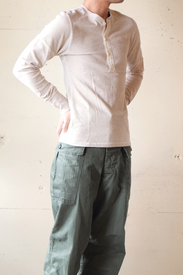 HOMESPUN (ホームスパン) ヘンリーネックロンT, Oatmeal-1