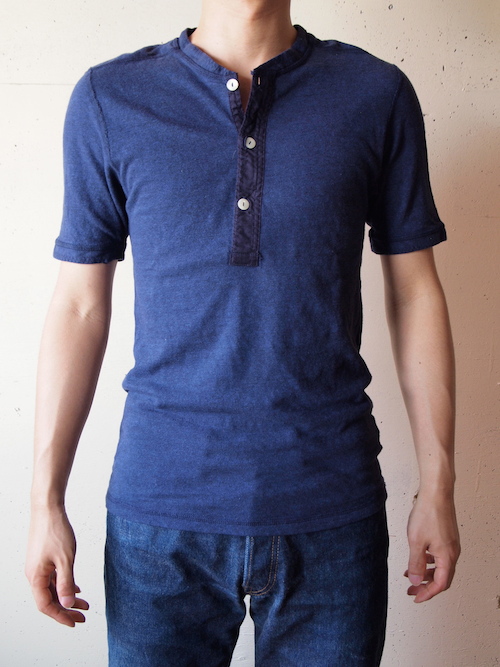 HOMESPUN Mock Twist Jersey S/S Henry TEE, Navy