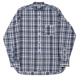 Band Collar Shirt 25SS India Madras Blue