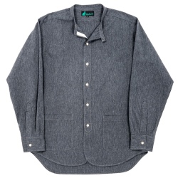 Band Collar Shirt 26SS Black Chambray