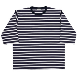 Border Tee Crew Half Sleeve Navy×White