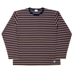 Border Tee Long Sleeve 6oz Navy×Tabby