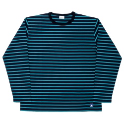 Border Tee Long Sleeve 6oz Neon Blue×Navy