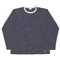 Border Tee Long Sleeve 6oz White×Narrow Navy