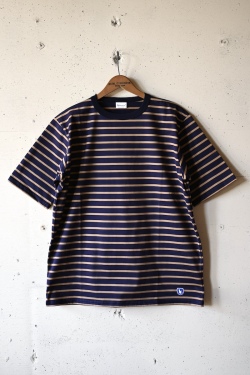 Border Tee Short Sleeve 6oz Navy×Tabby