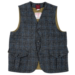 Cruiser Vest Harris Tweed Black × Blue