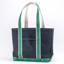 Deluxe Pocket Tote Bag D.Navy×Green Handle Long