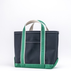 Deluxe Pocket Tote Bag D.Navy×Green Handle Short