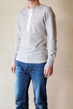 HOMESPUN (ホームスパン) ヘンリーネックロンT, Gray-1