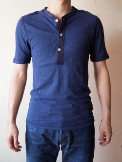 HOMESPUN Mock Twist Jersey S/S Henry TEE, Navy
