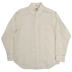 Modified Round Collar Shirt, Spence Bryson Linen Ivory