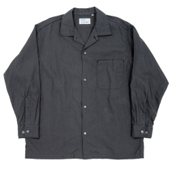 Open Collar Shirt Charcoal Linen Cotton