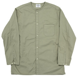 Sleeping Open Front Shirt Green Ecru Twill