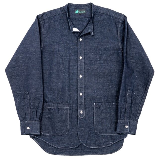 WORKERS] Band Collar Shirt (26S/S)/ 7.6oz Indigo Cotton×Linen