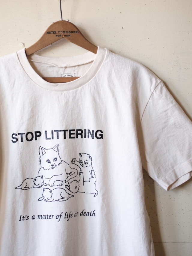 MIXTA] Printed T-Shirt / STOP LITTERING, Natural【UNCLE JOHN