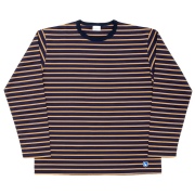 Border Tee Long Sleeve 6oz Navy×Tabby