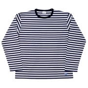 Border Tee Long Sleeve 6oz Navy×White