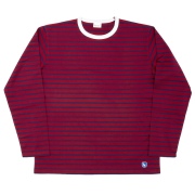 Border Tee Long Sleeve 6oz Trim White×Red×Navy