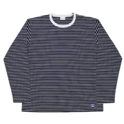 Border Tee Long Sleeve 6oz White×Narrow Navy