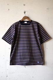 Border Tee Short Sleeve 6oz Navy×Tabby