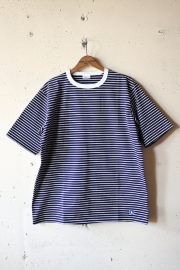 Border Tee Short Sleeve 6oz Trim White×Narrow Navy