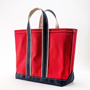 Deluxe Tote, Red Body × Navy Handle