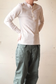 HOMESPUN (ホームスパン) ヘンリーネックロンT, Oatmeal-1