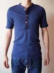 HOMESPUN Mock Twist Jersey S/S Henry TEE, Navy