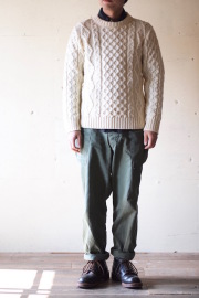 Kerry Woollen Mills Aran Cable Crew Neck Sweater Pure Aran-6