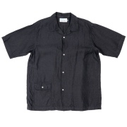 Open Collar Shirt 26SS Black Linen