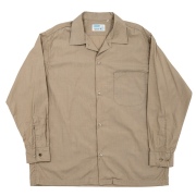 Open Collar Shirt Beige Broadcloth