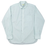 Round Collar Shirt 25AW Poplin Green Stripe