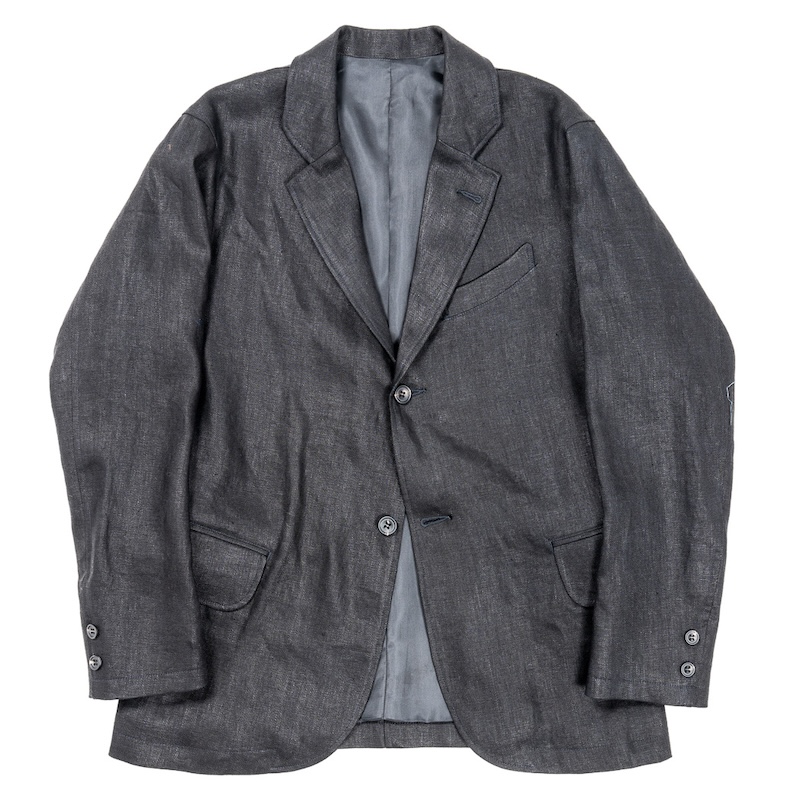 Moonglow Blazer French Linen Herringbone Black