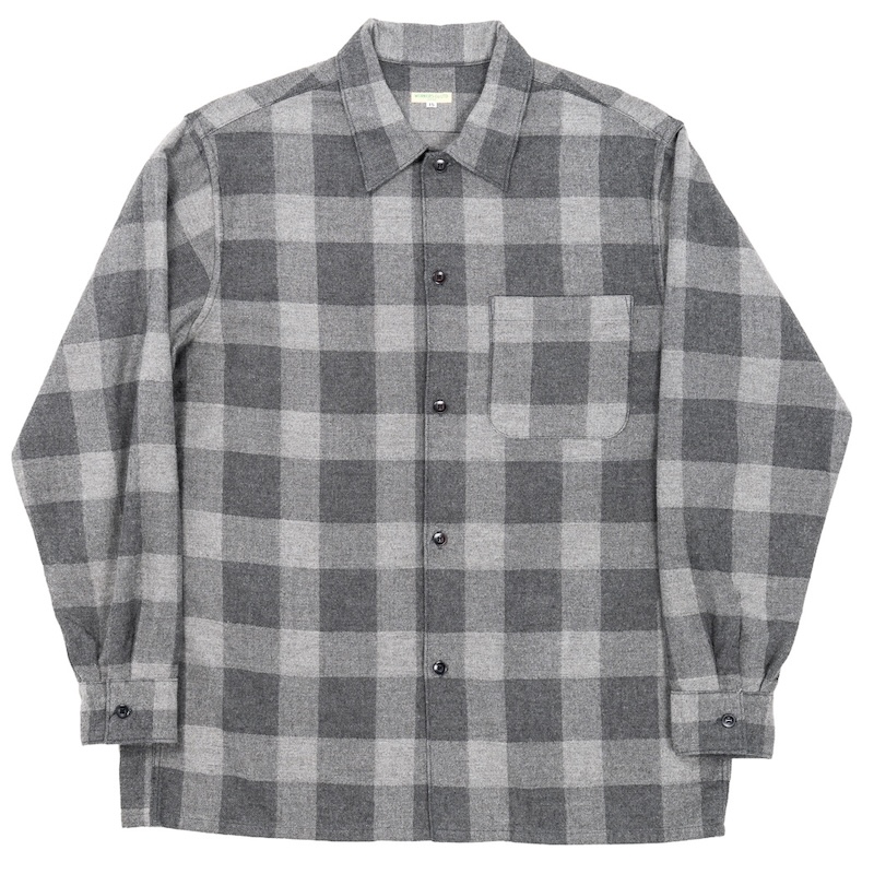Open Collar Shirt 26AW Cotton Wool Flannel Check