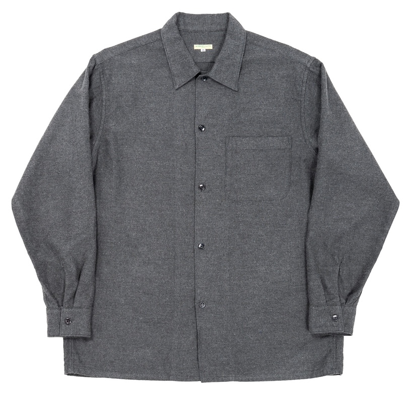 Open Collar Shirt 26AW Cotton Wool Flannel Grey