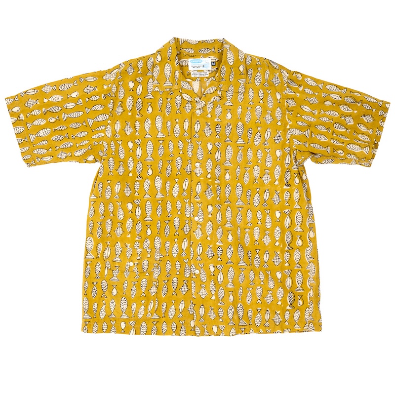 Open Collar Shirt 26SS Fish Block Print