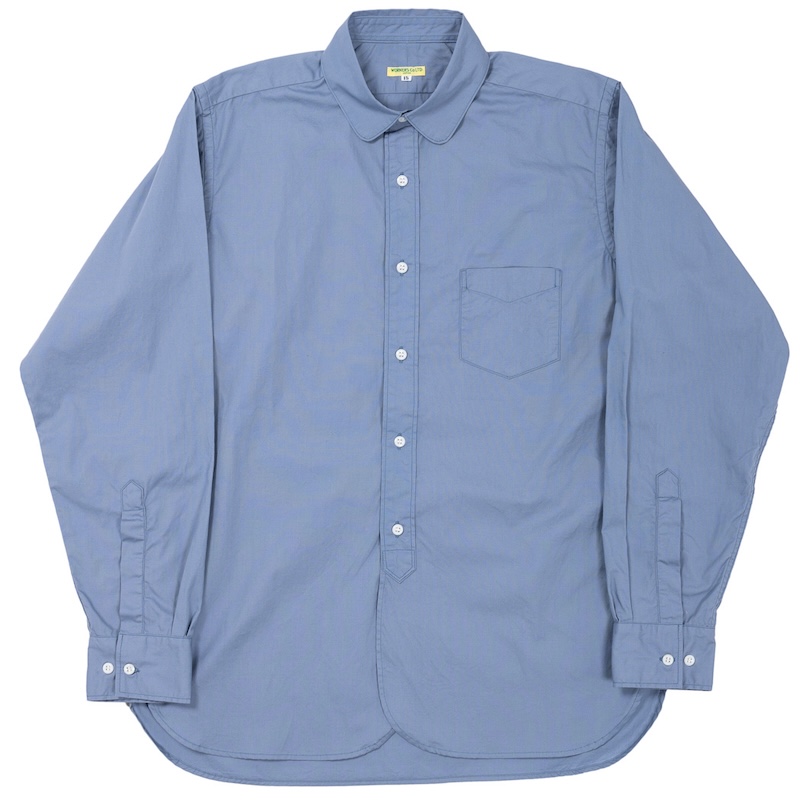 Round Collar Shirt 25AW Poplin Blue Grey