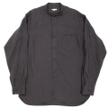 Band Collar Shirt 25SS Black Linen