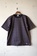 Border Tee Short Sleeve 6oz Navy×Tabby